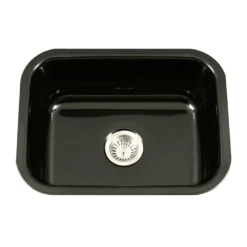 Houzer 23" Porcelain Enamel Steel Undermount Single Bowl Kitchen Sink, Black, PCS-2500 BL