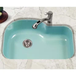 Houzer 31" Porcelain Enamel Steel Undermount Single Bowl Kitchen Sink, Green, PCH-3700 MT