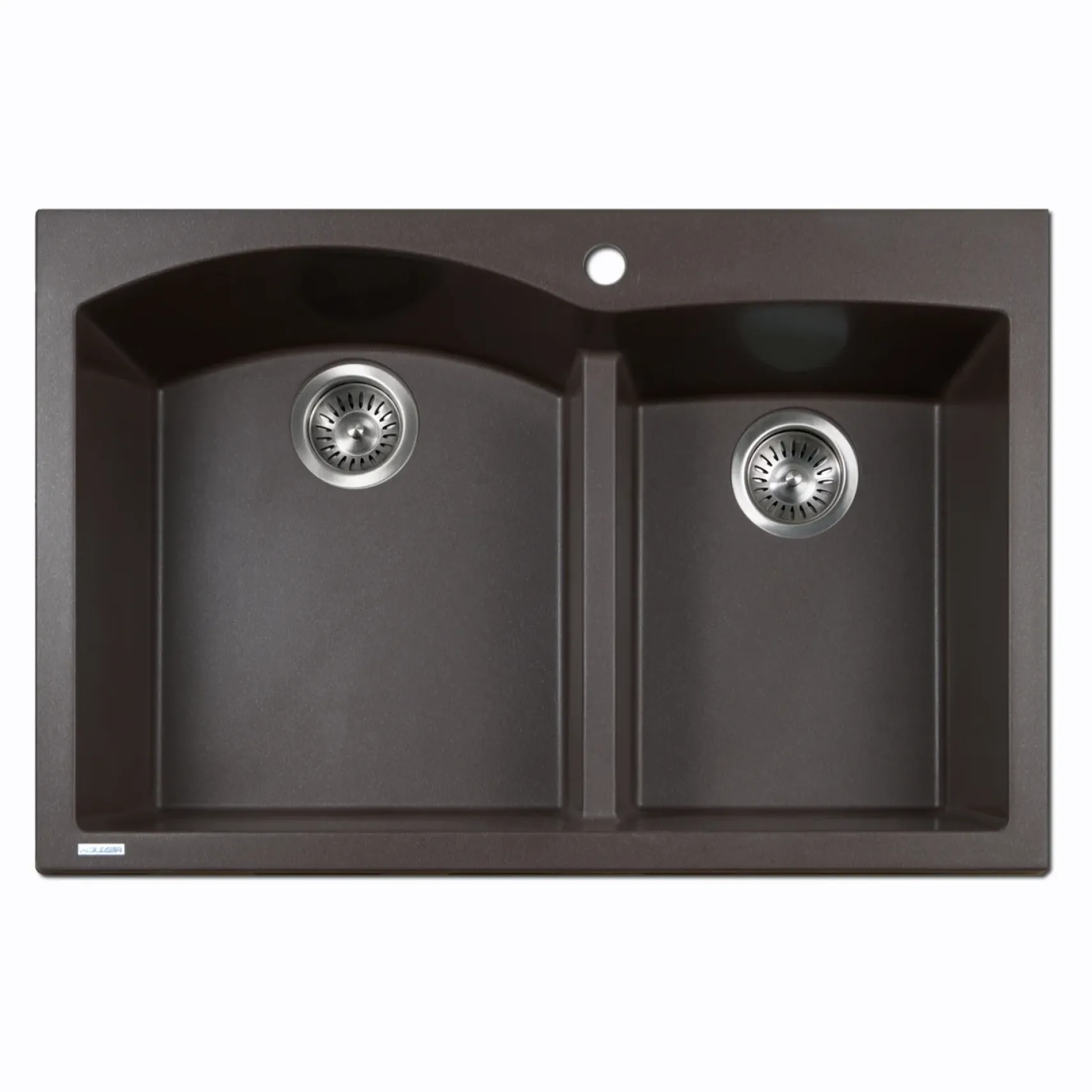 Houzer Quartztone 33" Drop In/Topmount Granite Kitchen Sink, 60/40 Double Bowl, Mocha, P-175 Mocha