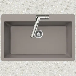 Houzer Quartztone 33" Drop In/Topmount Granite Kitchen Sink, Taupe, V-100 TAUPE