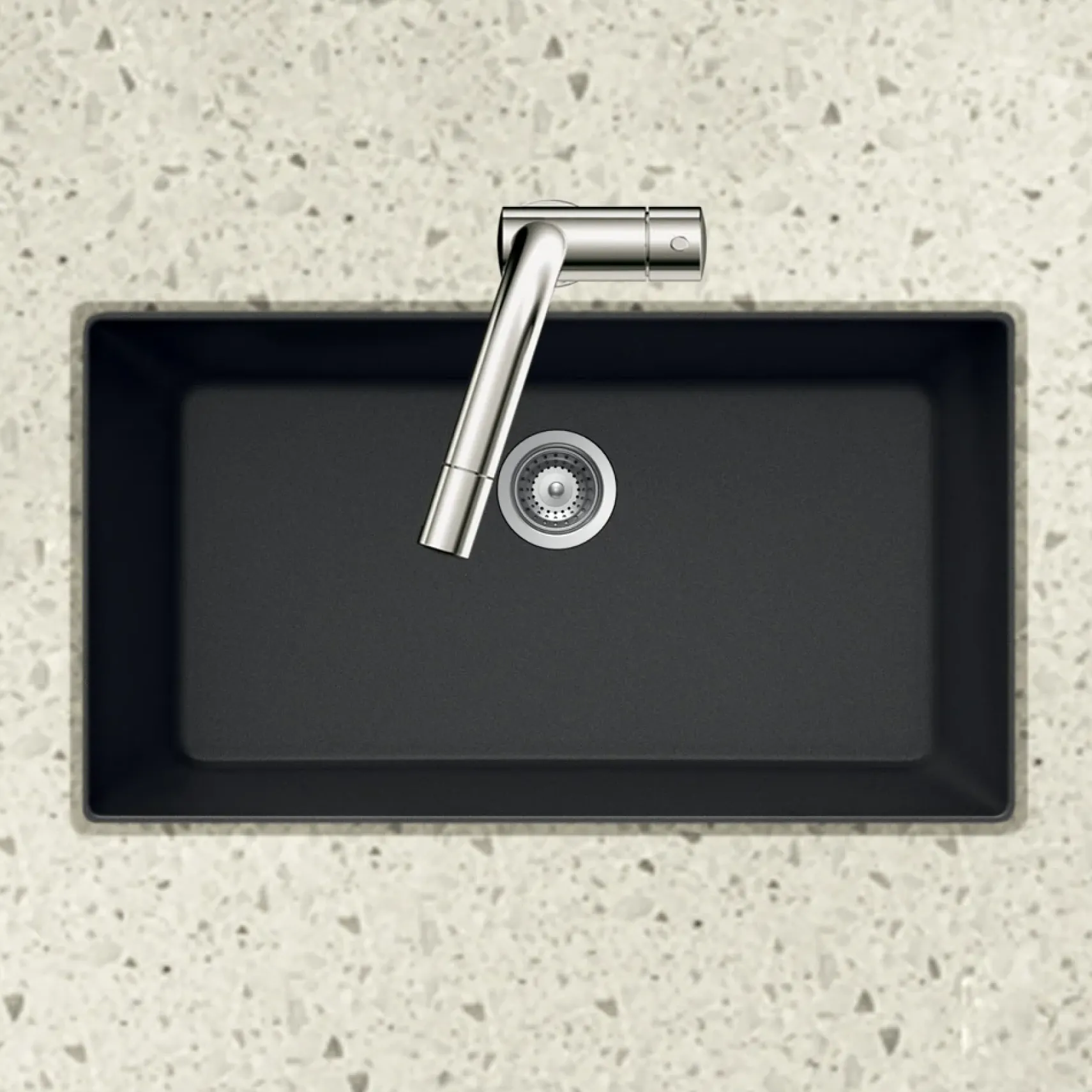 Houzer Quartztone 33 inch Midnite Granite Composite Undermount Single Bowl Kitchen Sink - V-100U MIDNITE