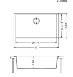 Houzer Quartztone 33 inch Midnite Granite Composite Undermount Single Bowl Kitchen Sink - V-100U MIDNITE