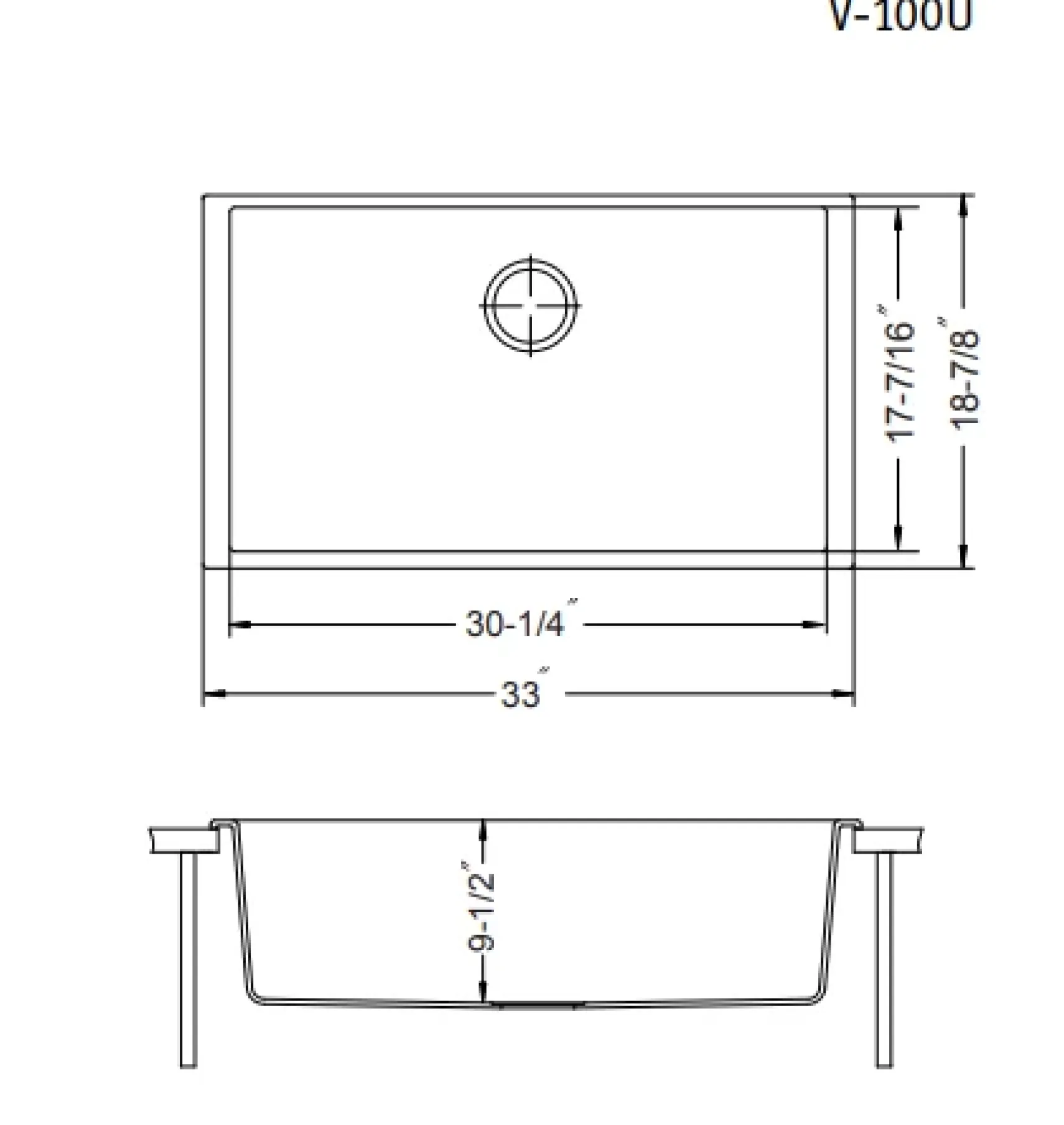 Houzer Quartztone 33 inch Midnite Granite Composite Undermount Single Bowl Kitchen Sink - V-100U MIDNITE