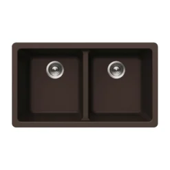 Houzer Quartztone 31 inch Mocha Granite Composite Undermount 50/50 Double Bowl Kitchen Sink - M-300U MOCHA