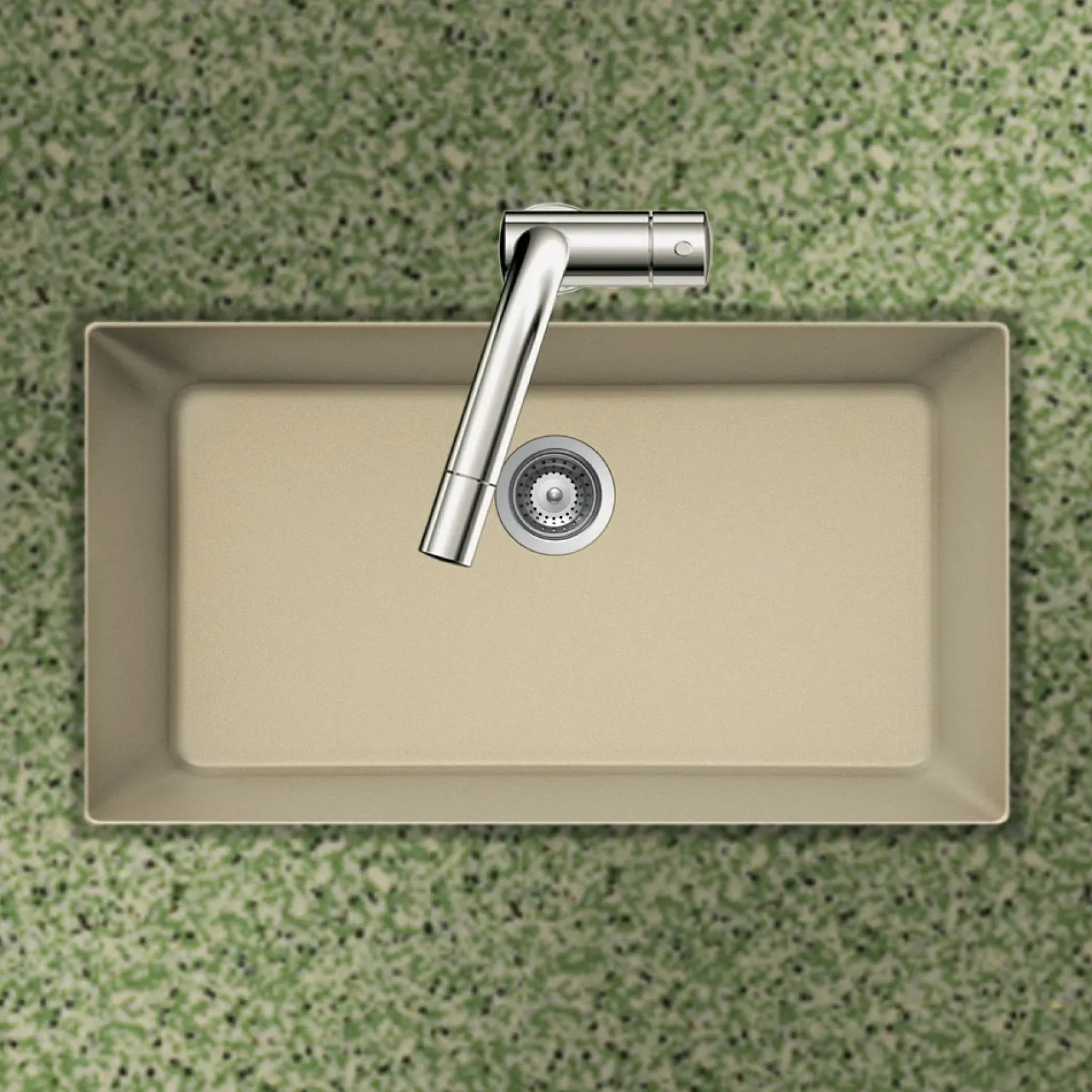 Houzer Quartztone 33 inch Mocha Granite Composite Undermount Single Bowl Kitchen Sink - V-100U SAND