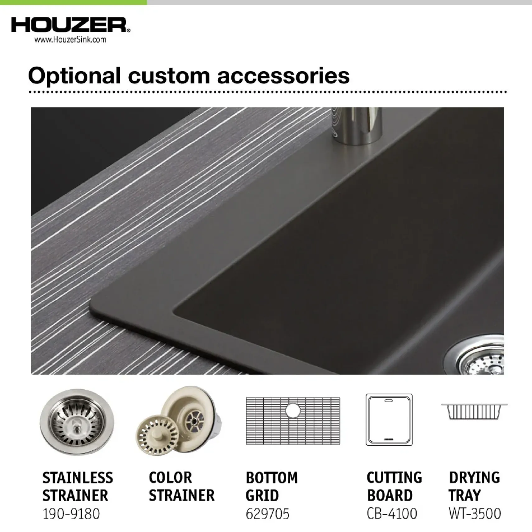 Houzer Quartztone 33 inch Mocha Granite Composite Undermount Single Bowl Kitchen Sink - V-100U SAND