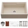 Houzer Quartztone 33 inch Sand Apron Front Farmhouse Granite Composite Workstation Kitchen Sink with Accessories - W-133 SAND-C