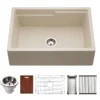 Houzer Quartztone 30 inch Sand Apron Front Farmhouse Granite Workstation Kitchen Sink with Accessories -Granite Composite, W-130 SAND-C