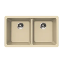 Houzer Quartztone 31 inch Sand Granite Composite Undermount 50/50 Double Bowl Kitchen Sink - M-300U SAND