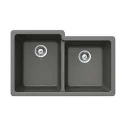 Houzer Quartztone 33 inch Slate Granite Composite Undermount 60/40 Double Bowl Kitchen Sink - M-175U SLATE