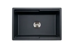 Houzer Quartztone 30" Midnite Apron Front Farmhouse Granite Composite Workstation Kitchen Sink with Accessories - W-130-MIDNITE-C