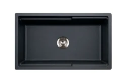 Houzer Quartztone 33" Midnite Apron Front Farmhouse Granite Composite Workstation Kitchen Sink with Accessories - W-133 MIDNITE-C