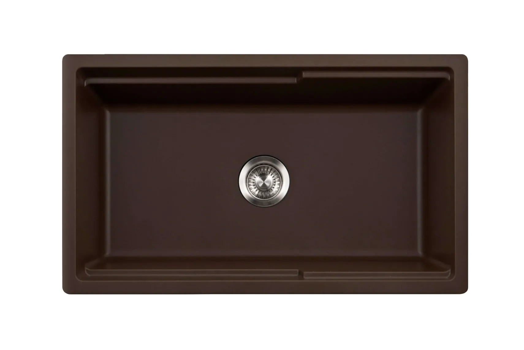 Houzer Quartztone 33" Mocha Apron Front Farmhouse Granite Composite Workstation Kitchen Sink with Accessories - W-133 MOCHA-C