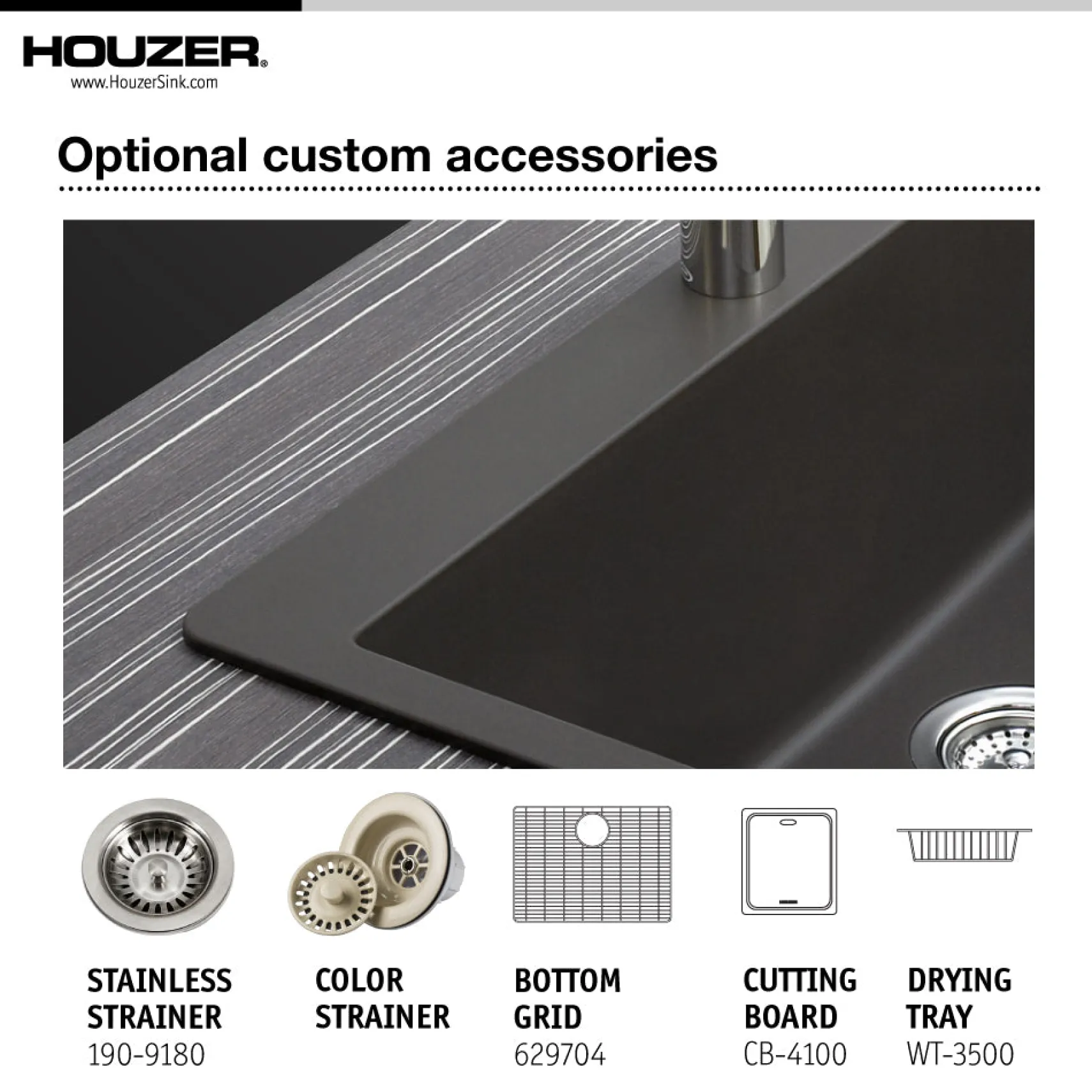 Houzer Quartztone 18" Undermount Granite Kitchen Sink, Taupe, G-100U Taupe