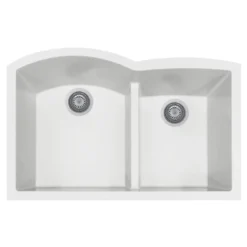 Houzer Quartztone 33" Undermount Granite Kitchen Sink, 60/40 Double Bowl, Cloud, P-175U Cloud