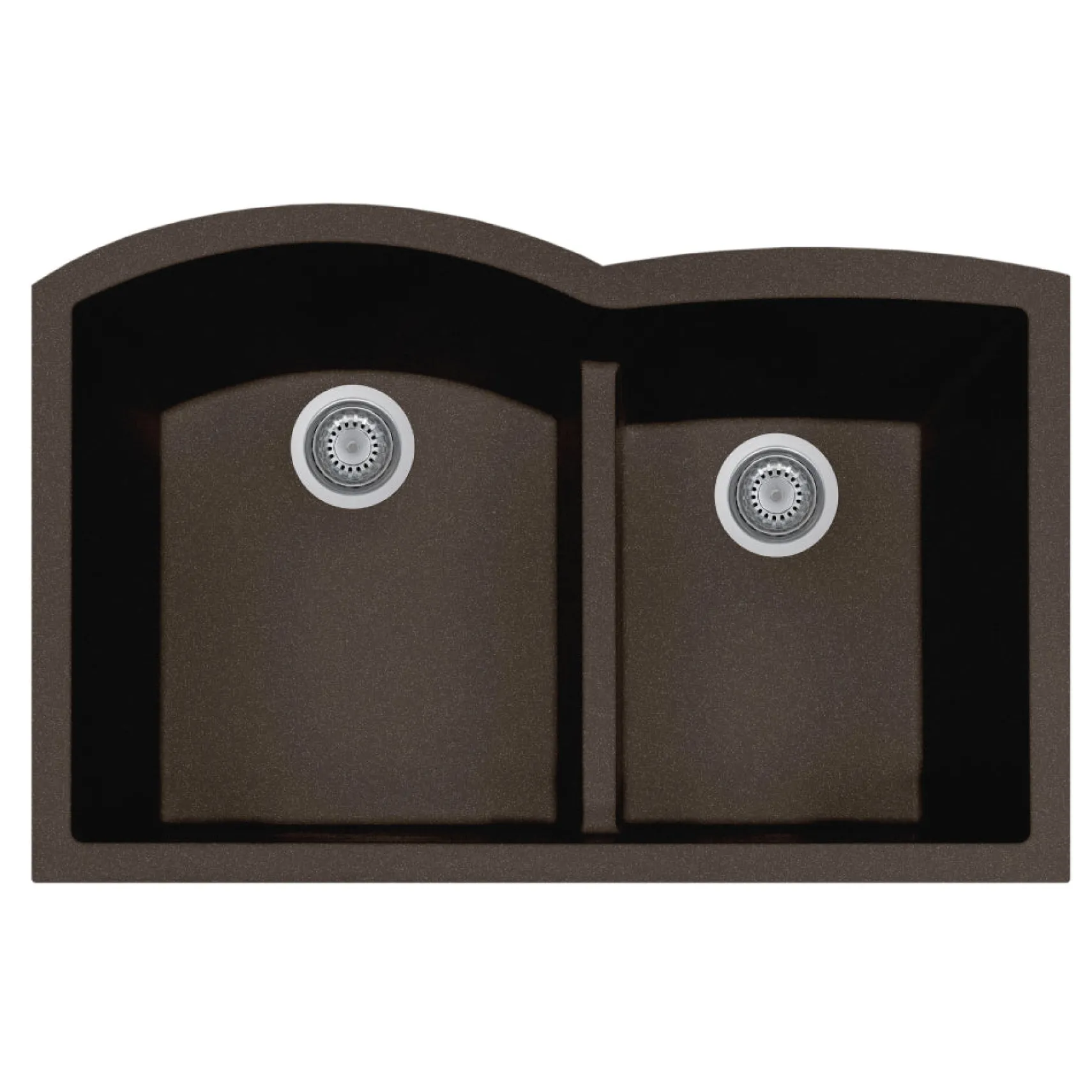 Houzer Quartztone 33" Undermount Granite Kitchen Sink, 60/40 Double Bowl, Mocha, P-175U Mocha