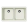 Houzer Quartztone 33" White Granite Composite Undermount 50/50 Double Bowl Kitchen Sink - M-200U WHITE