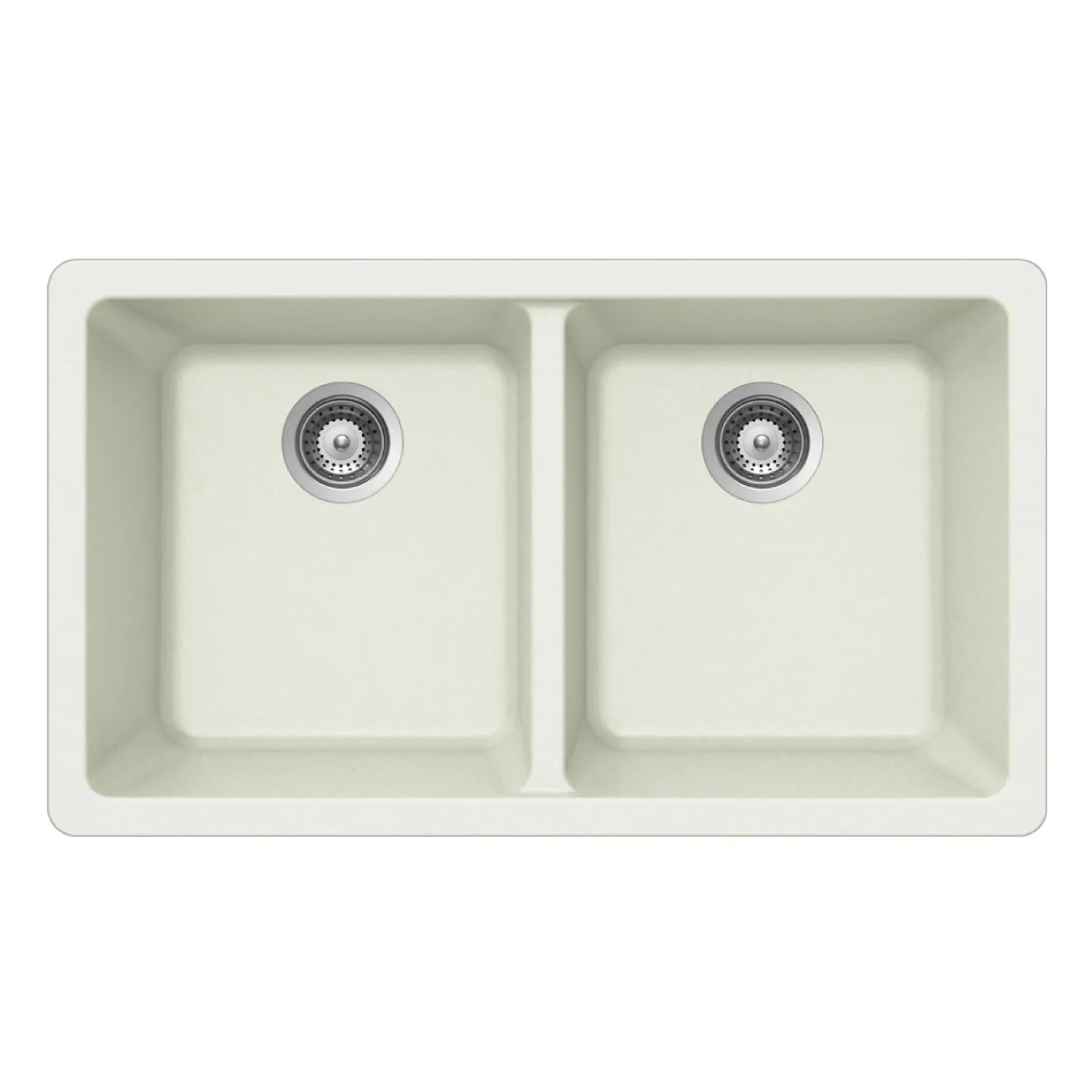 Houzer Quartztone 33" White Granite Composite Undermount 50/50 Double Bowl Kitchen Sink - M-200U WHITE