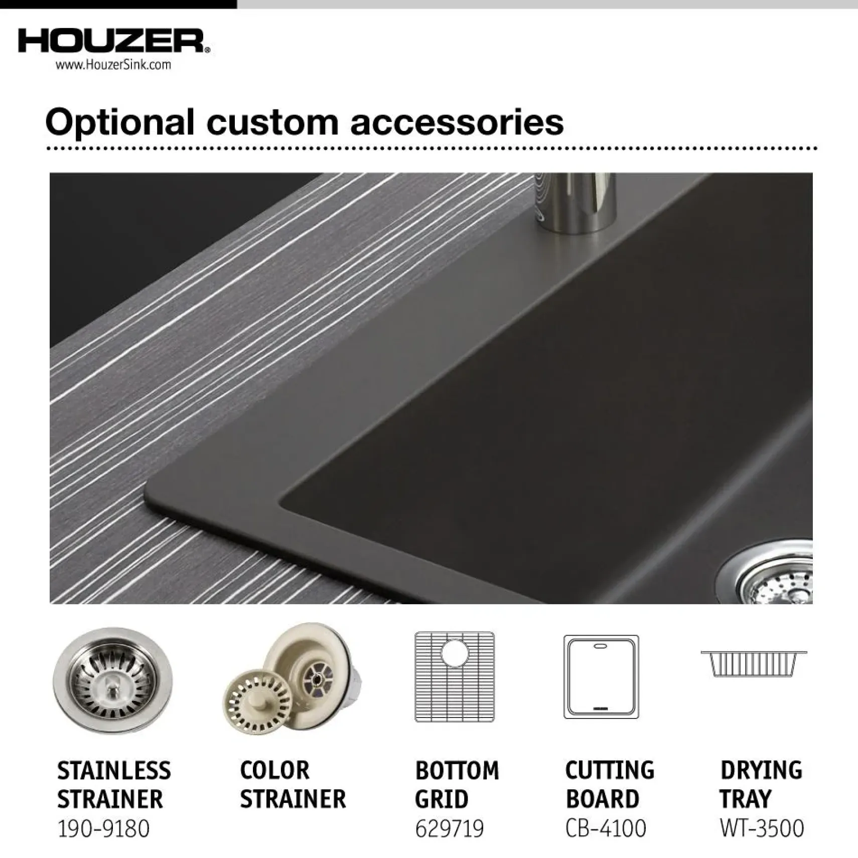 Houzer Quartztone 33" White Granite Composite Undermount 50/50 Double Bowl Kitchen Sink - M-200U WHITE