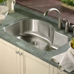 Houzer 32" Stainless Steel Undermount Gourmet Single Bowl Kitchen Sink, 18 Gauge, MH-3200-1