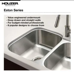Houzer 33" Stainless Steel Undermount Single Bowl Kitchen Sink, 18 Gauge, STL-3600-1
