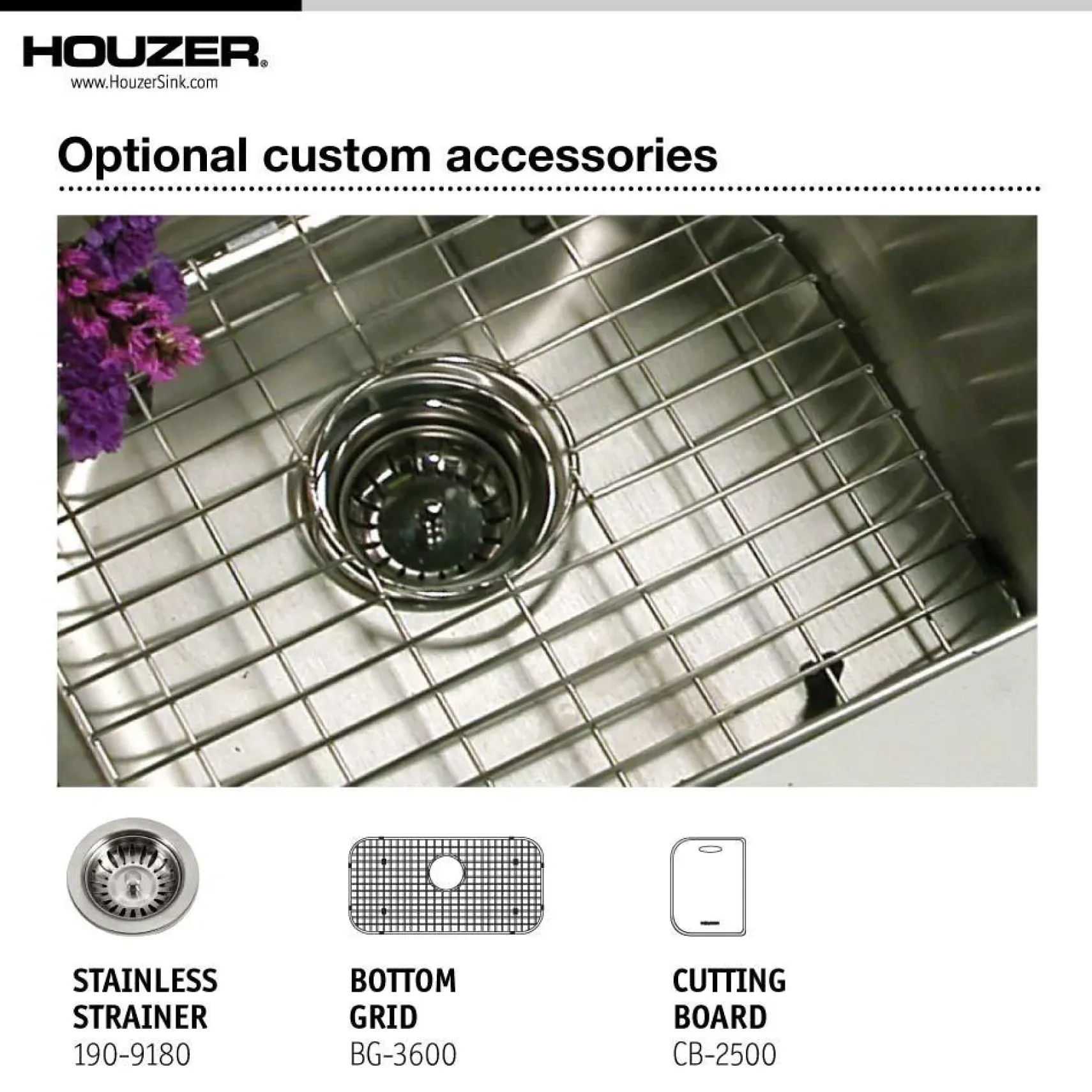 Houzer 33" Stainless Steel Undermount Single Bowl Kitchen Sink, 18 Gauge, STL-3600-1