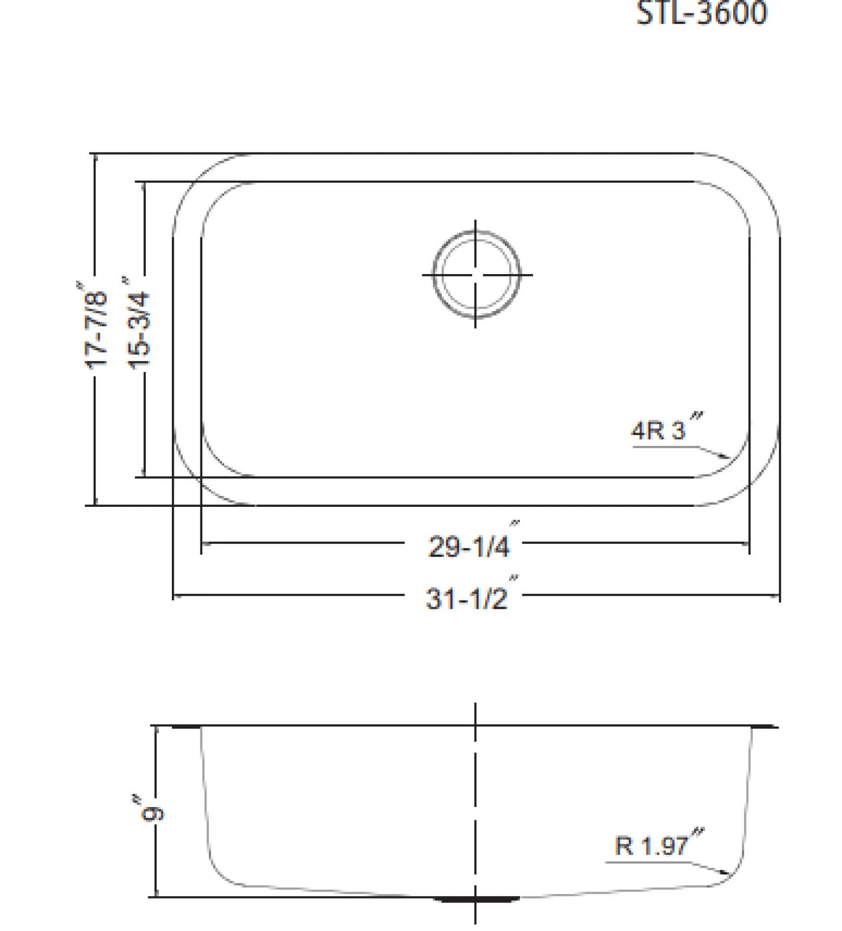 Houzer 33" Stainless Steel Undermount Single Bowl Kitchen Sink, 18 Gauge, STL-3600-1