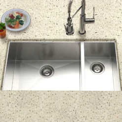 Houzer 33" Stainless Steel Undermount 70/30 Double Bowl Kitchen Sink, 18 Gauge, CTO-3370SR