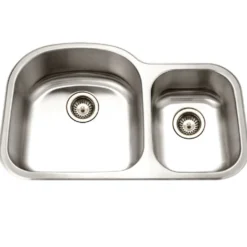 Houzer 33" Stainless Steel Undermount 70/30 Double Bowl Kitchen Sink, 18 Gauge, MC-3210SR-1