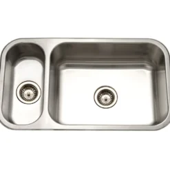 Houzer 32" Stainless Steel Undermount Double Bowl Kitchen Sink, 20 Gauge, Reversible, EHD-3118-1