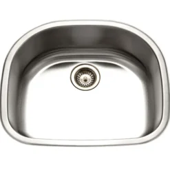 Houzer 24" Stainless Steel Undermount Single D Bowl Kitchen Sink, 18 Gauge, MS-2409-1