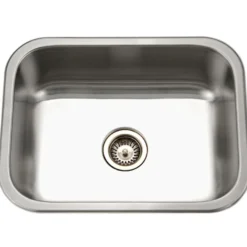 Houzer 23" Stainless Steel Undermount Single Bowl Kitchen Sink, 20 Gauge, ES-2408-1