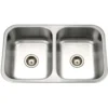 Houzer 32" Stainless Steel Undermount Large Double Bowl Kitchen Sink, 18 Gauge, MGD-3120-1