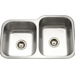 Houzer 32" Stainless Steel Undermount 60/40 Double Bowl Kitchen Sink, 20 Gauge, EC-3208SL-1
