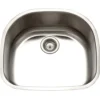 Houzer 23" Stainless Steel Undermount Single D Bowl Kitchen Sink, 18 Gauge, STS-1400-1