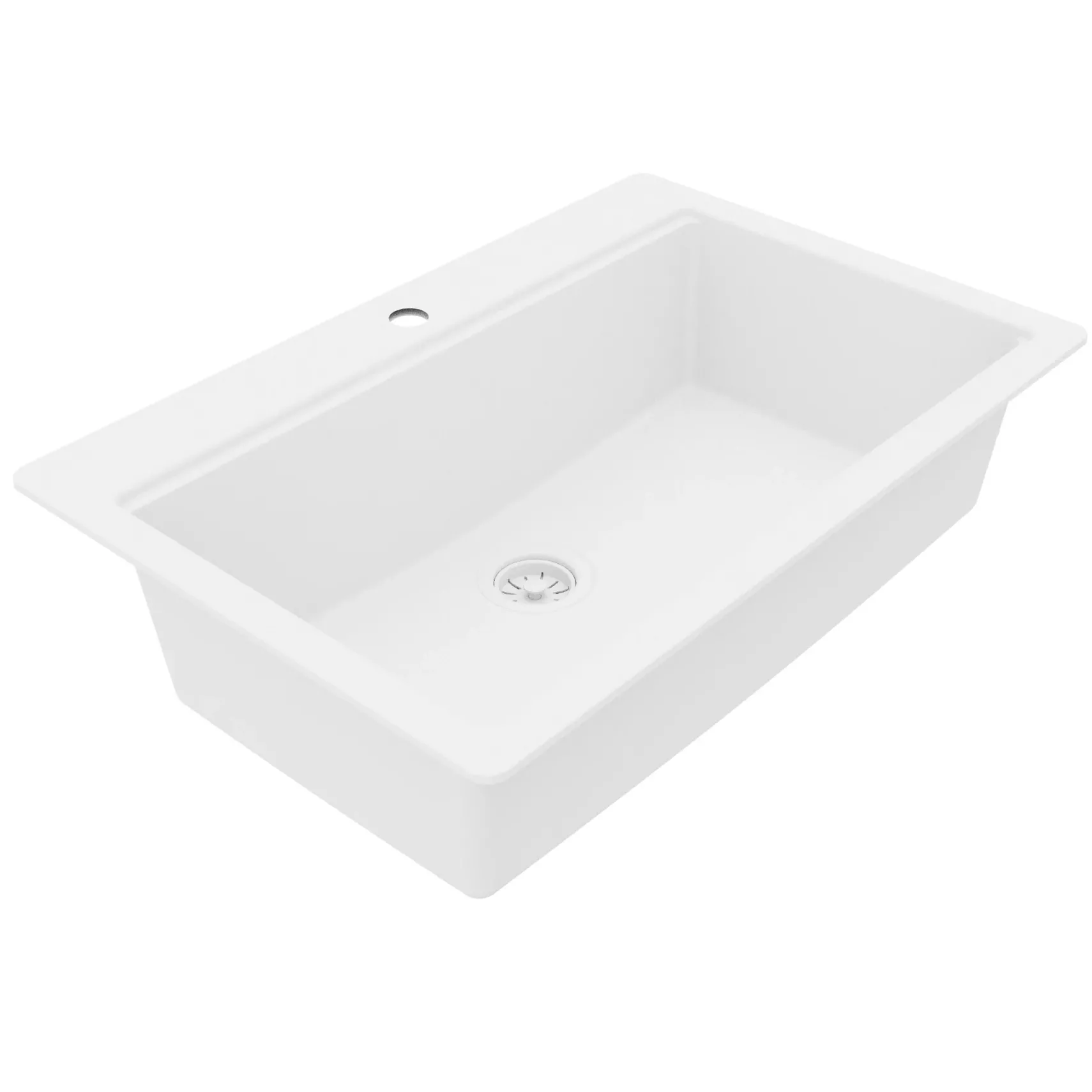 Karran 33" Drop In Quartz Composite Workstation Kitchen Sink, White, QTWS-875-WH-PK2