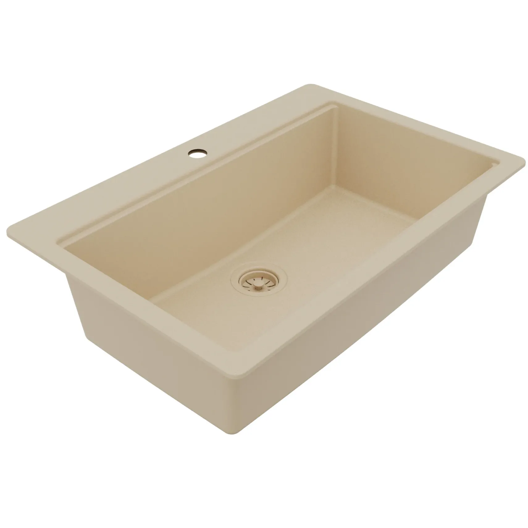 Karran 33" Drop In Quartz Composite Workstation Kitchen Sink, Bisque, QTWS-875-BI-PK2