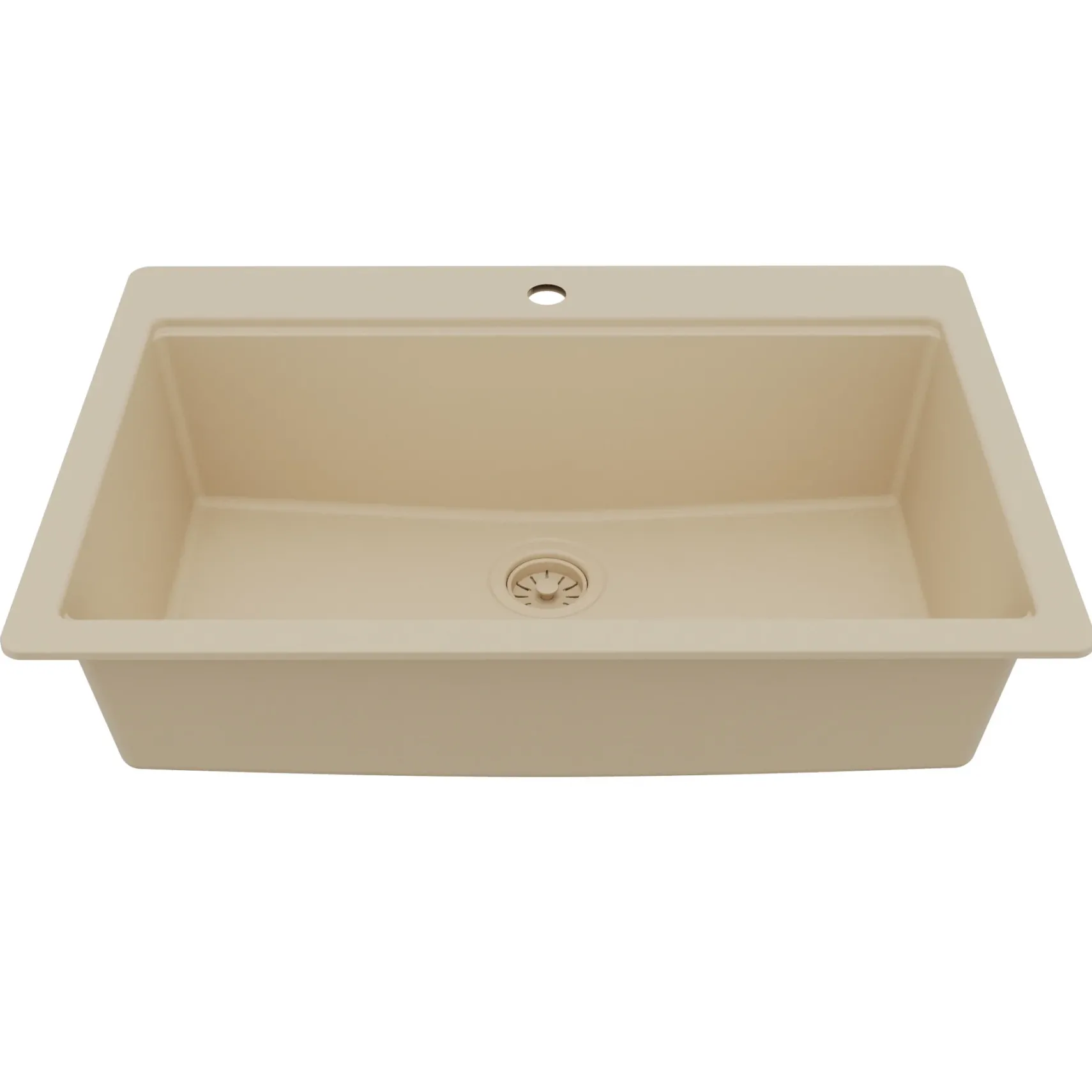 Karran 33" Drop In Quartz Composite Workstation Kitchen Sink, Bisque, QTWS-875-BI-PK2