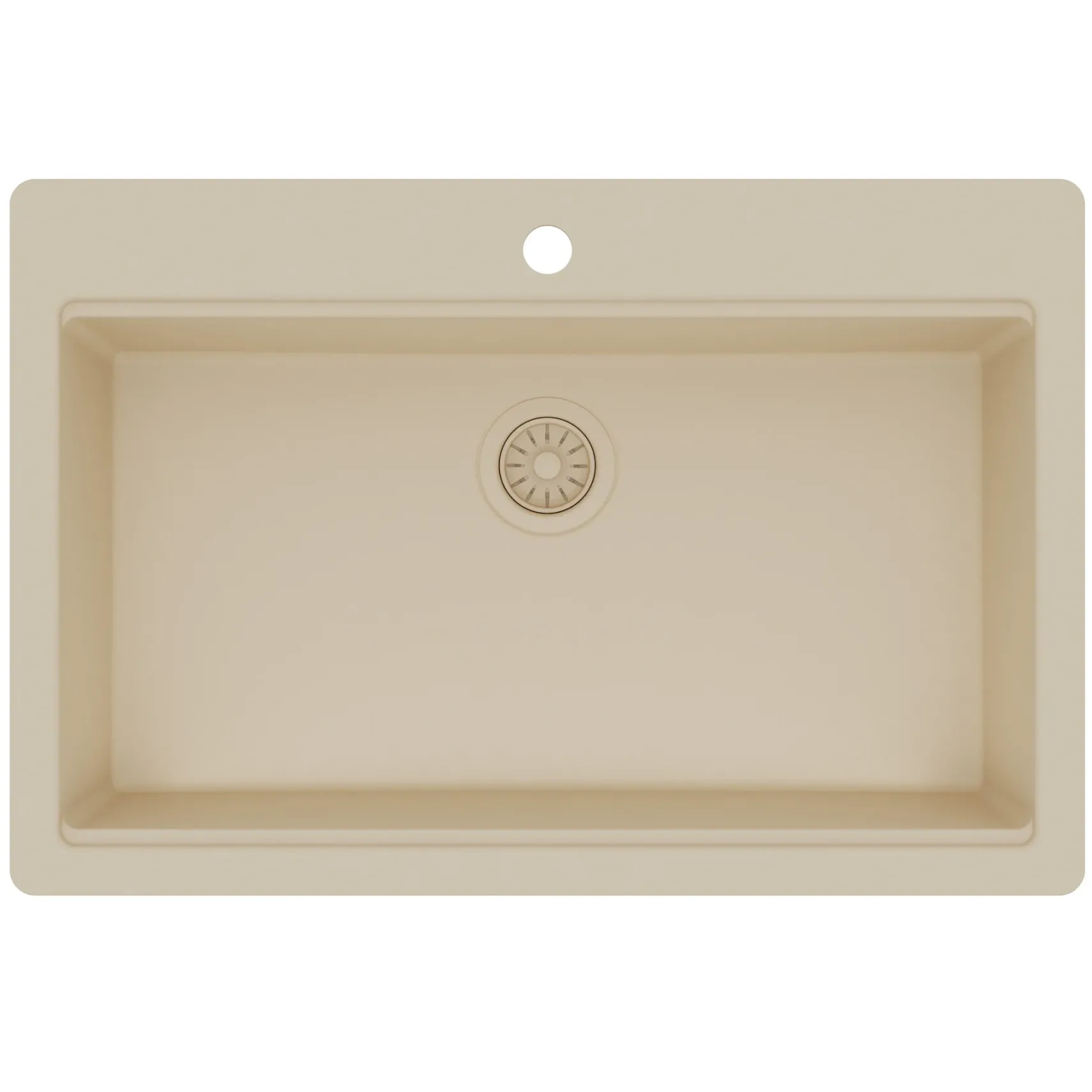 Karran 33" Drop In Quartz Composite Workstation Kitchen Sink, Bisque, QTWS-875-BI-PK2