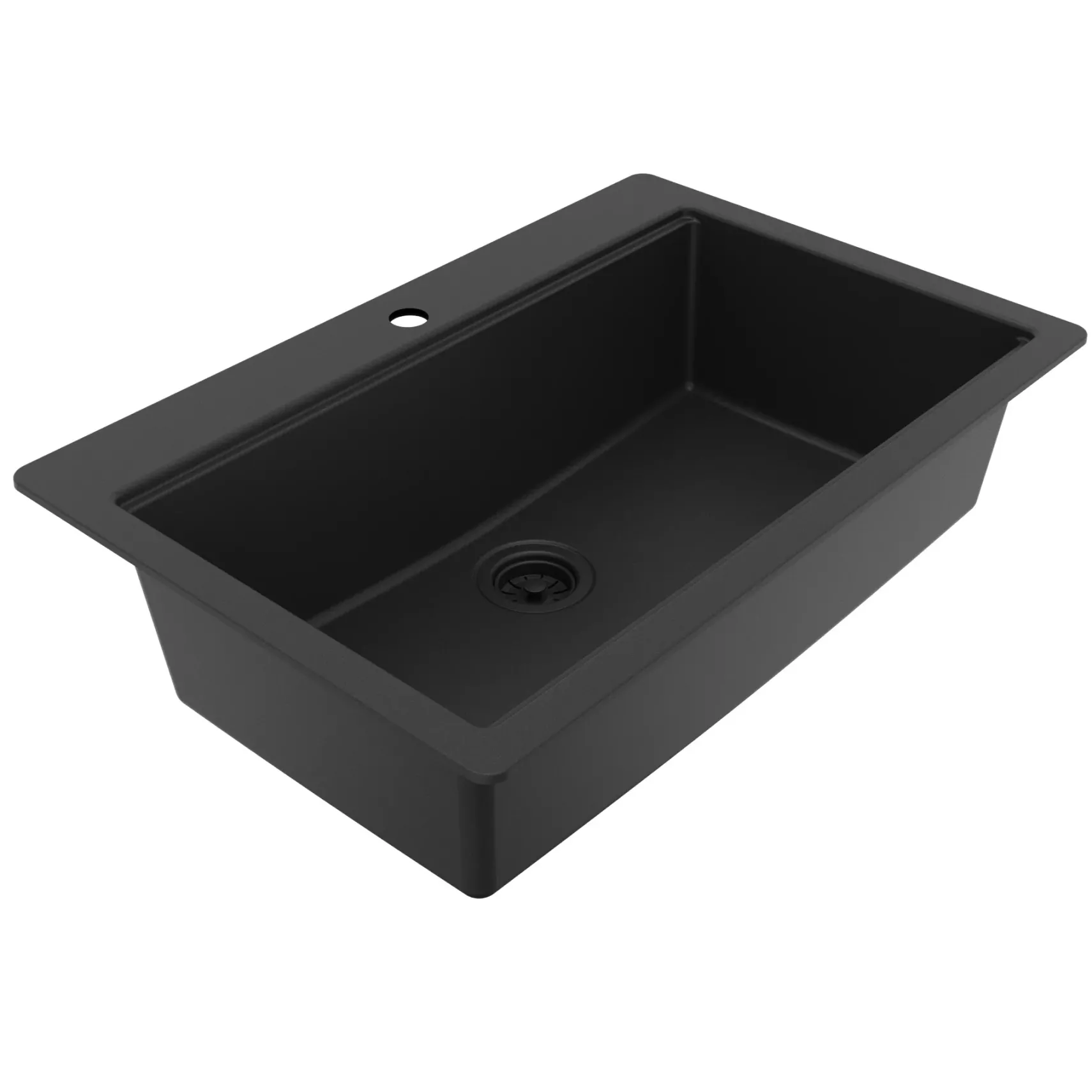 Karran 33" Drop In Quartz Composite Workstation Kitchen Sink, Black, QTWS-875-BL-PK2