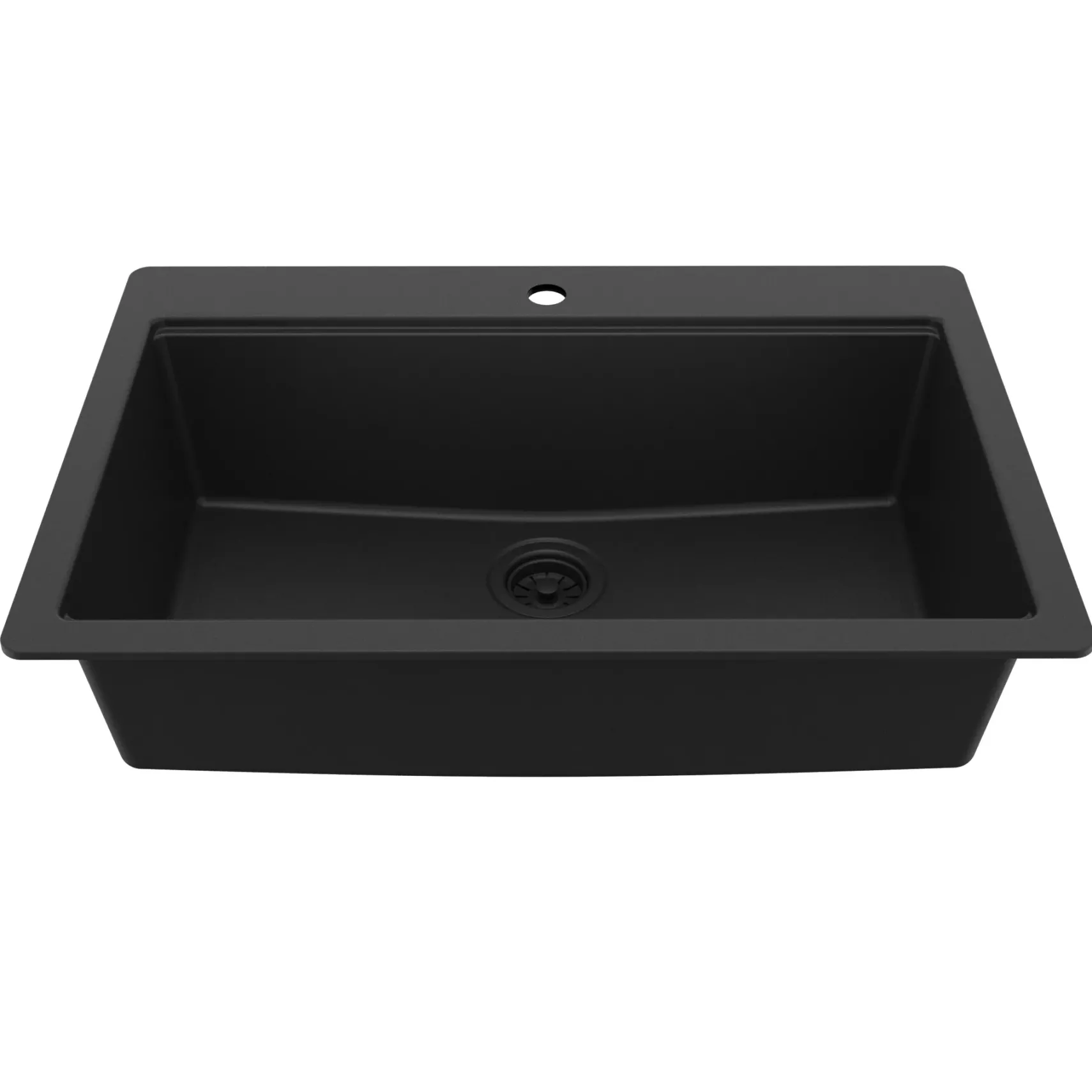 Karran 33" Drop In Quartz Composite Workstation Kitchen Sink, Black, QTWS-875-BL-PK2