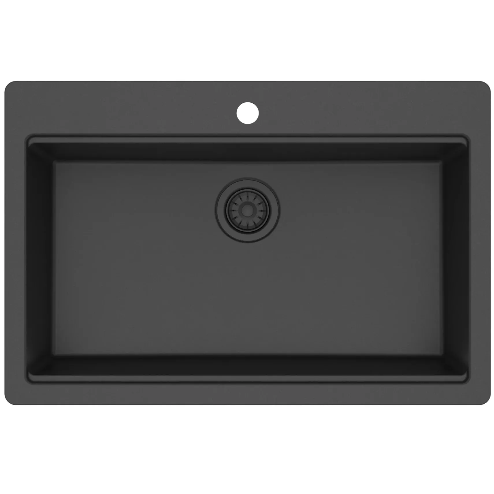 Karran 33" Drop In Quartz Composite Workstation Kitchen Sink, Black, QTWS-875-BL-PK2