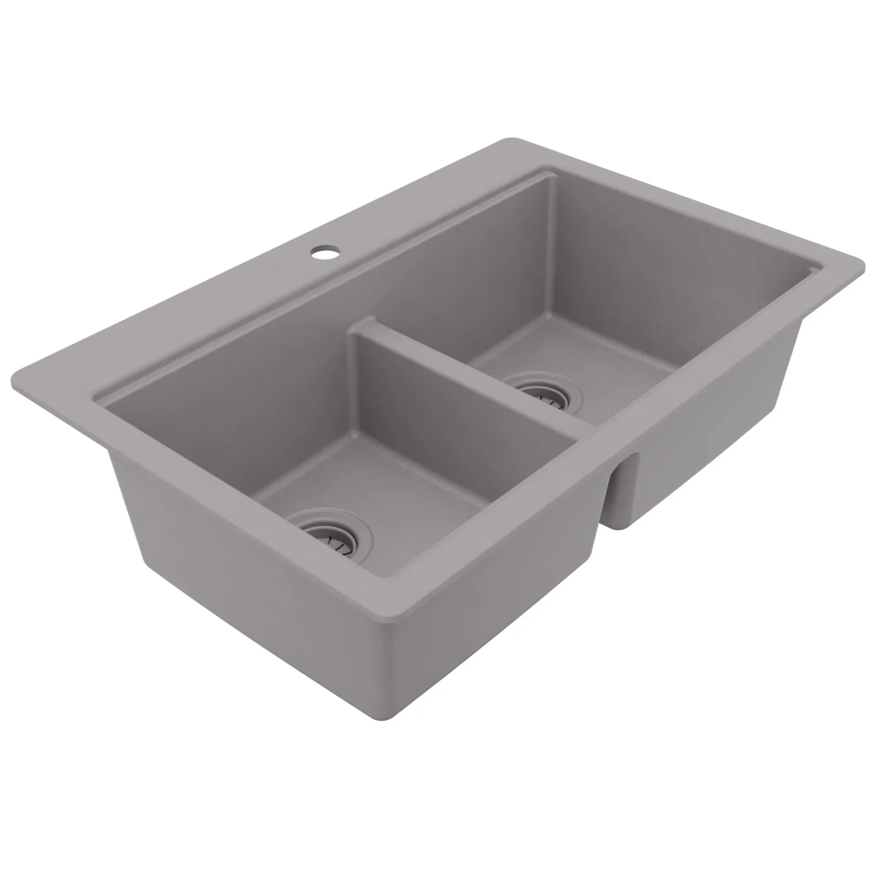 Karran 33" Drop In Quartz Composite Workstation Kitchen Sink, 50/50 Double Bowl, Grey, QTWS-880-GR-PK2