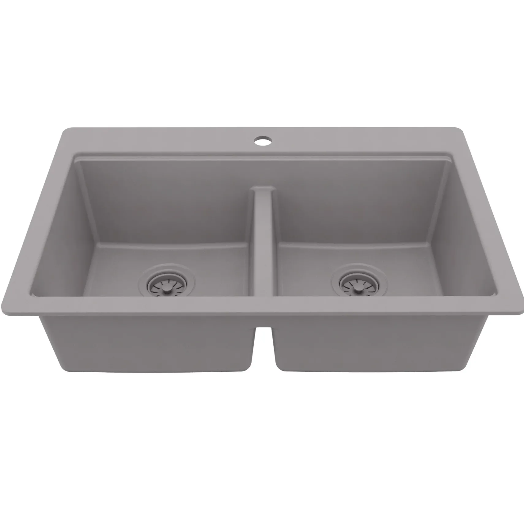 Karran 33" Drop In Quartz Composite Workstation Kitchen Sink, 50/50 Double Bowl, Grey, QTWS-880-GR-PK2