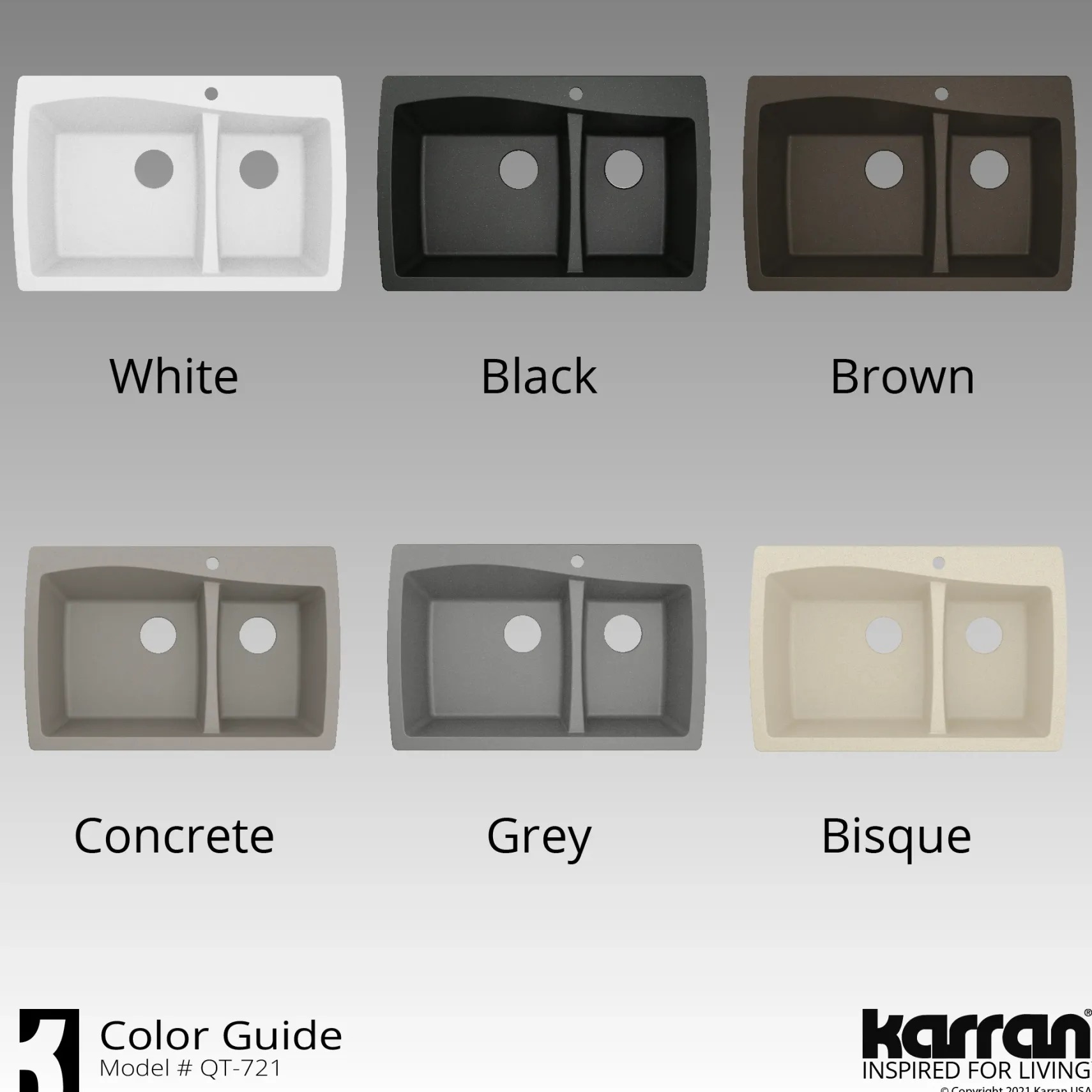 Karran 34" Drop In/Topmount Quartz Composite Kitchen Sink with Accessories, 60/40 Double Bowl, Brown, QT-721-BR-PK1