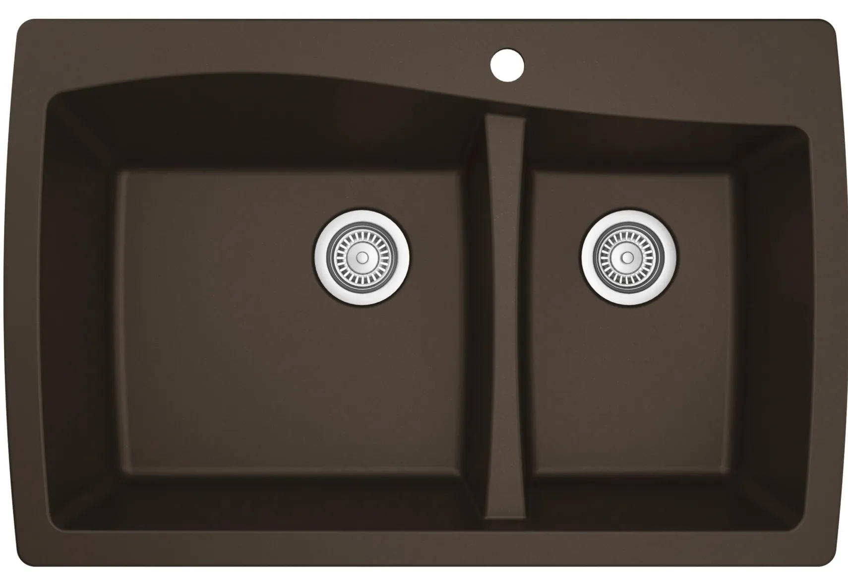 Karran 34" Drop In/Topmount Quartz Composite Kitchen Sink with Accessories, 60/40 Double Bowl, Brown, QT-721-BR-PK1