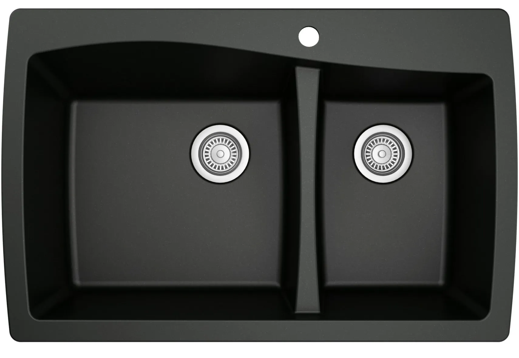 Karran 34" Drop In/Topmount Quartz Composite Kitchen Sink with Accessories, 60/40 Double Bowl, Black, QT-721-BL-PK1