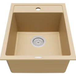 Karran 16" Drop In/Topmount Quartz Composite Kitchen Sink, Bisque, QT-825-BI