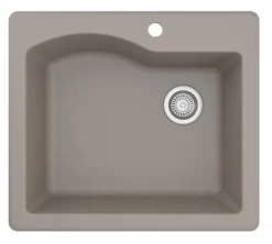 Karran 25" Drop In/Topmount Quartz Composite Kitchen Sink, Concrete, QT-671-CN-PK1