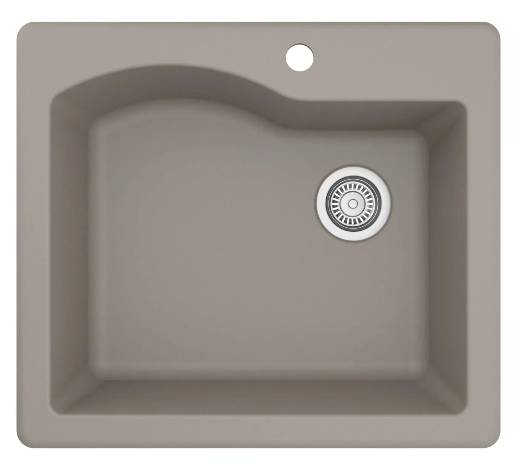 Karran 25" Drop In/Topmount Quartz Composite Kitchen Sink, Concrete, QT-671-CN-PK1